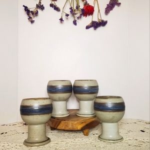 Otagiri blue handmade Japanese stoneware goblets 4